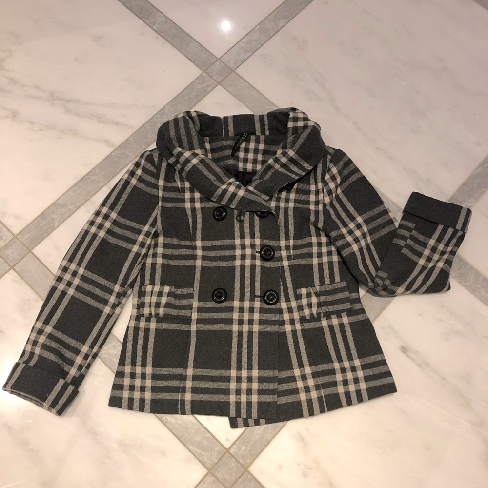 Plaid Wool Blend Jacket